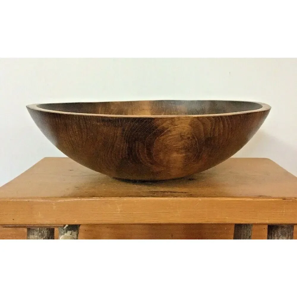 Set 4 Vtg Mid Century Hardwood International Paper Stamped Wooden Salad Bowl Set